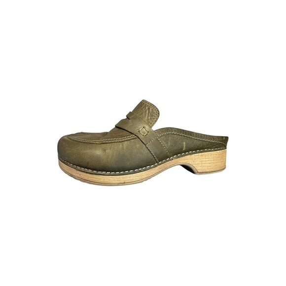 Dansko Shoes - Dansko Bel Olive Green Oiled Penny Loafer Slip-On Mule Womens 40 US 9.5 Boho
